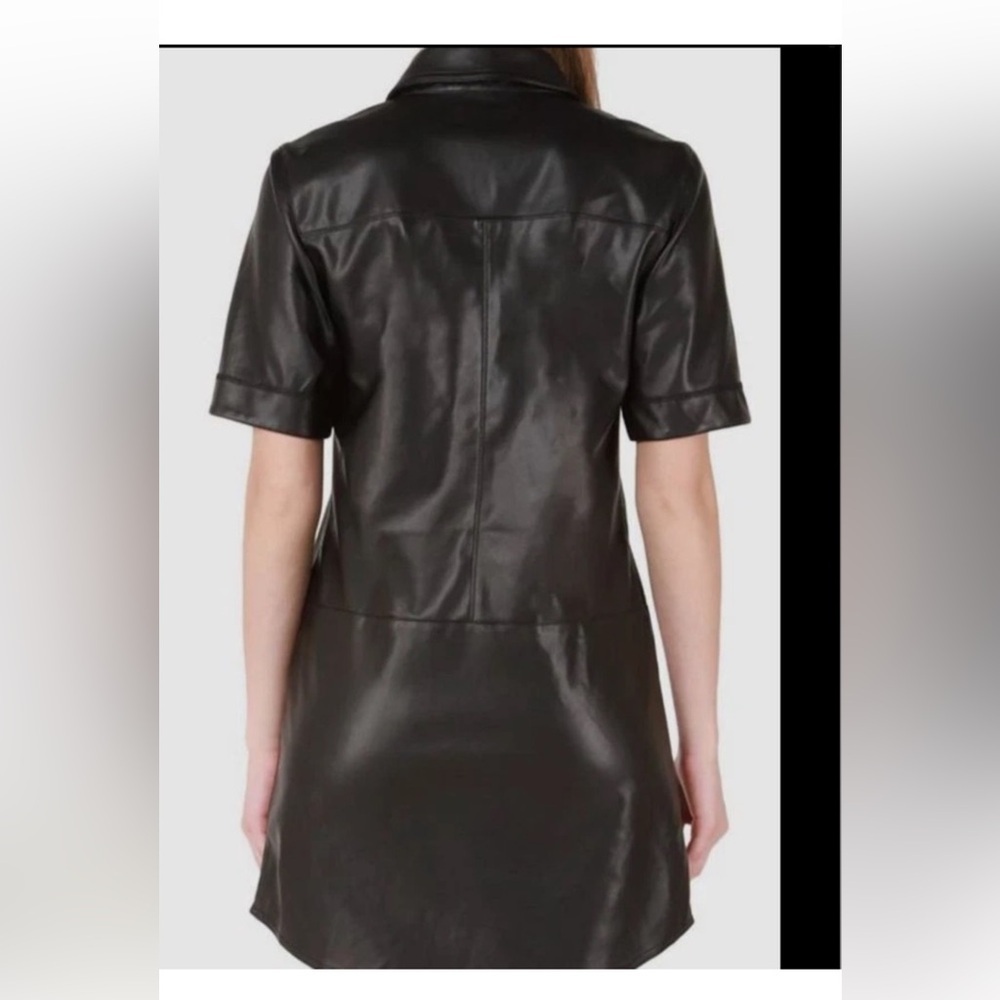 Black Tape Women's Black Faux Leather Shirt Dress Size L - Picture 2 of 5